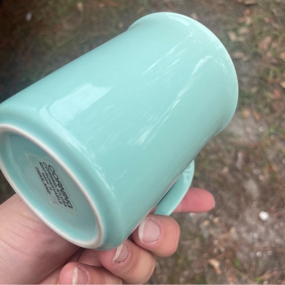 Corning Ware Aqua Seafoam Teal Green Tiffany Blue Coffee Mug Cup USA NY VTG MCM - Picture 3 of 3